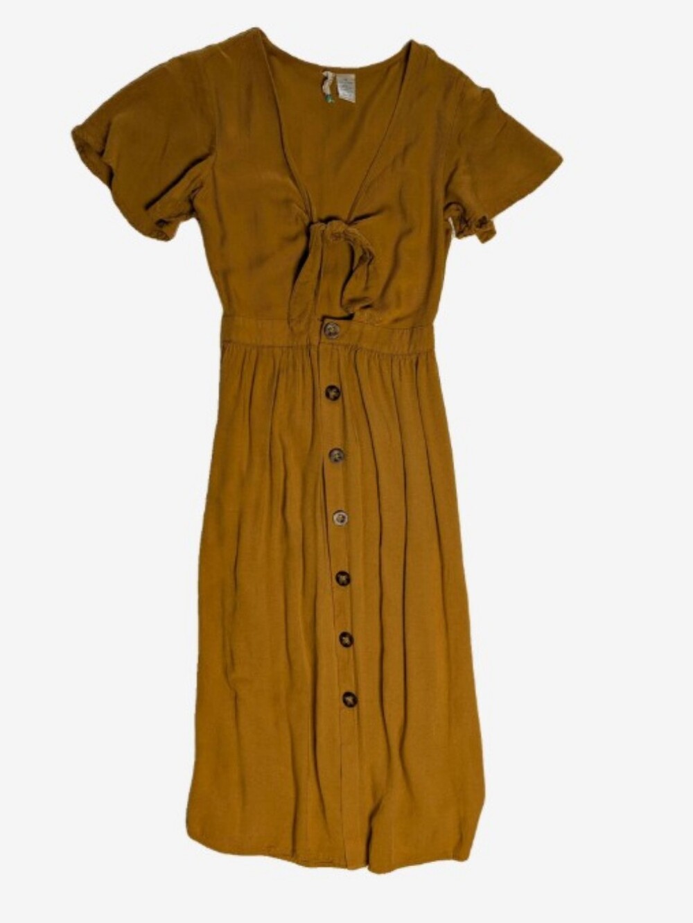 Mustard Button-Front Midaxi Dress